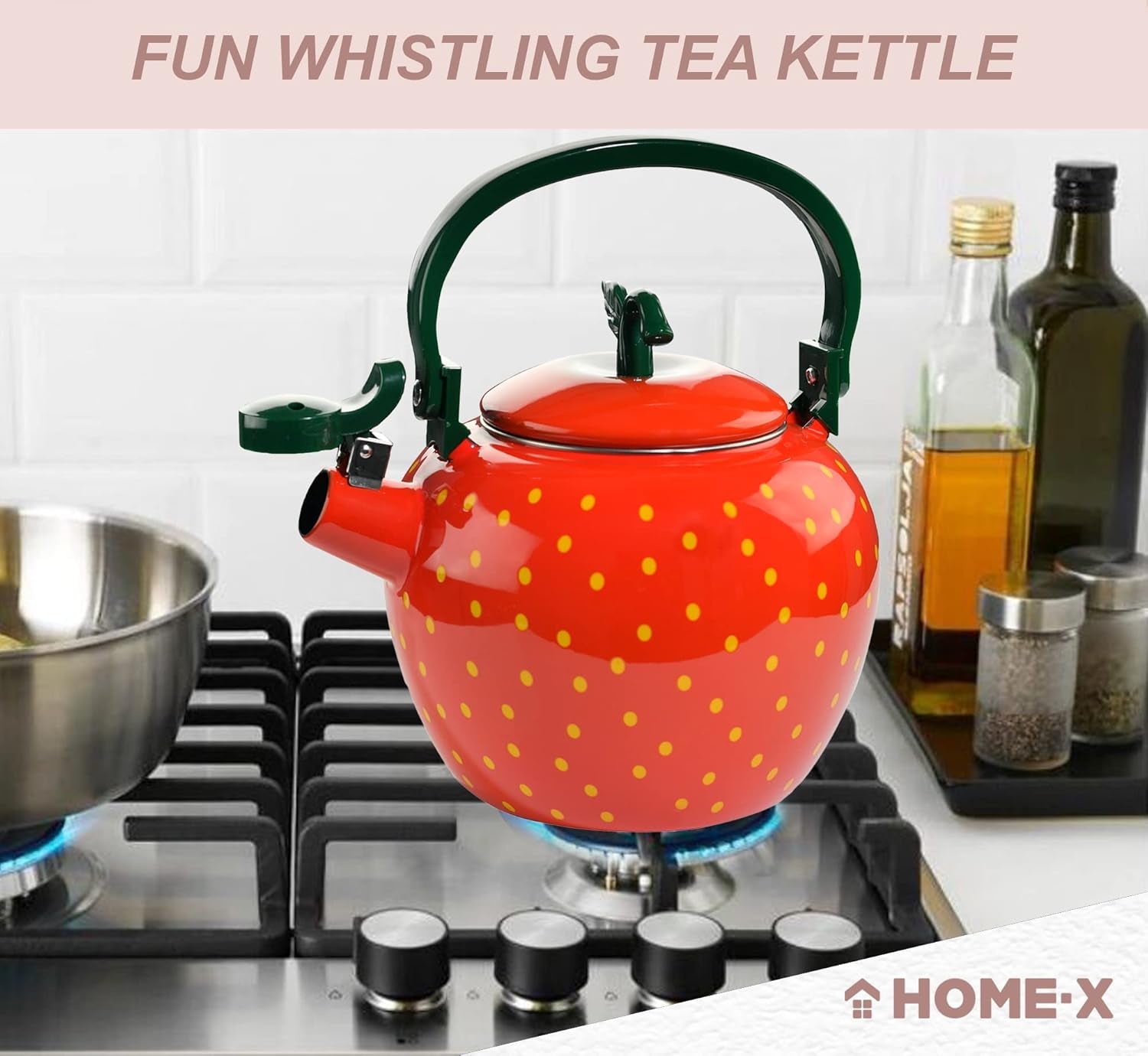 Strawberry Whistling Tea Kettle, Cute Fruit Teapot, Kitchen Accessories &amp; Décor