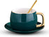 Ceramic Coffee/Tea Cups and Mugs Travel Coffee Cup Saucer Set Porcelain Teacup with the Spoon Drinking (Green)