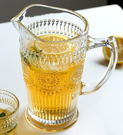 Vintage Water Carafe Pitcher 50 Oz Glass Jug for Ice Tea Juice Milk Beverages
