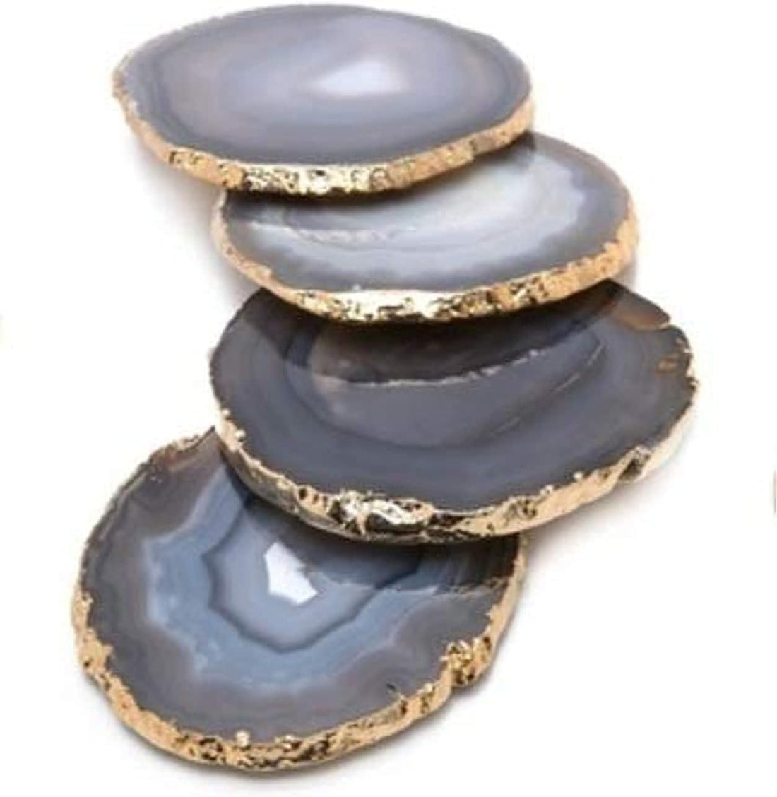 Natural Agate Coasters Bar Beer Coffee Tea Coaster - Set of 4 Coasters - Perfect Table Accessories Tableware (Natural Grey)
