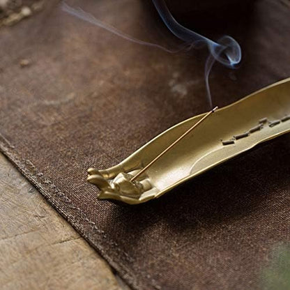 Incense Stick Holder Ceramic Burner Lotus Hand and Leaf Creative Design (Lotus Hand)