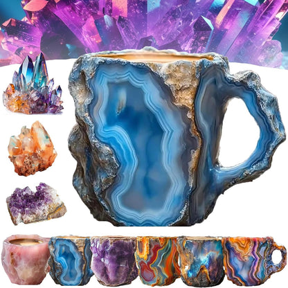 400Ml Resin Mineral Crystal Coffee Mugs with Handles Elegant Fake Mineral Crystal Cup for Workplace Home Decor Christmas Gift Kitchen Gadgets