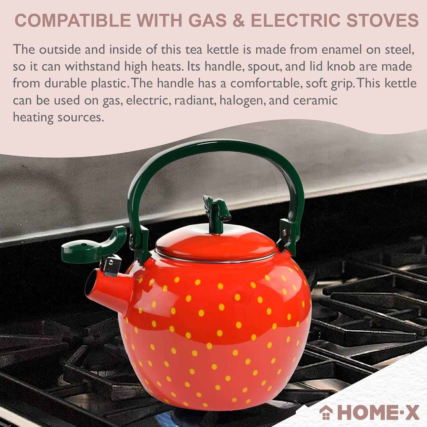 Strawberry Whistling Tea Kettle, Cute Fruit Teapot, Kitchen Accessories &amp; Décor