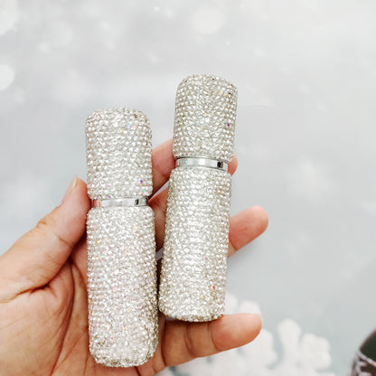 2Pcs 10Ml Shiny Perfume Travel Bottle High End Perfume Sub-Bottling Glass Bottle Filling Travel Portable Mini Perfume Spray Bottle with Drill Perfume Empty Bottle