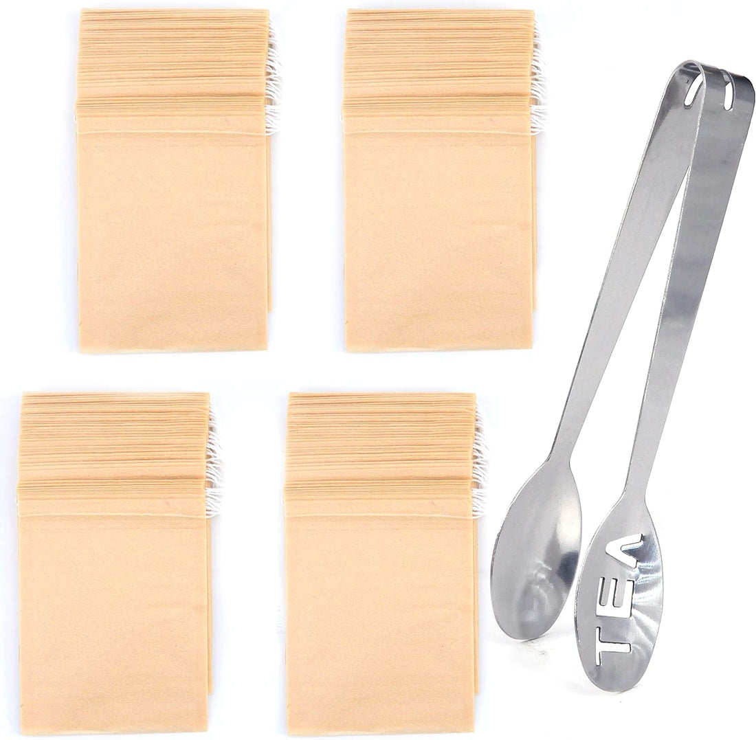 Lingtoolator Gs, 400Pcs Disposable Tea Filter Bags Made from Natural Wood Pulp with Tea Bag Squeezer, Unbleached, Degradable, Eco Friendly(S-400Pcs+Squeezer)