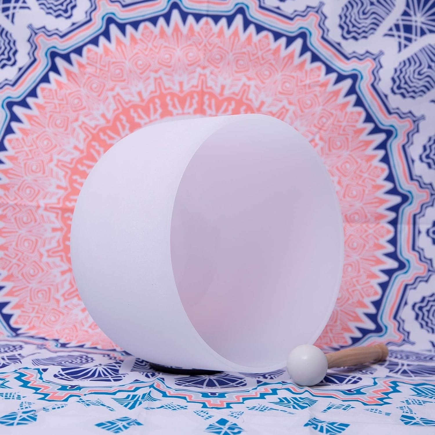 432Hz Perfect Pitch E Solar Plexus Chakra Frosted Quartz Crystal Singing Bowl 8 Inch Mallet &amp; O-Ring Included
