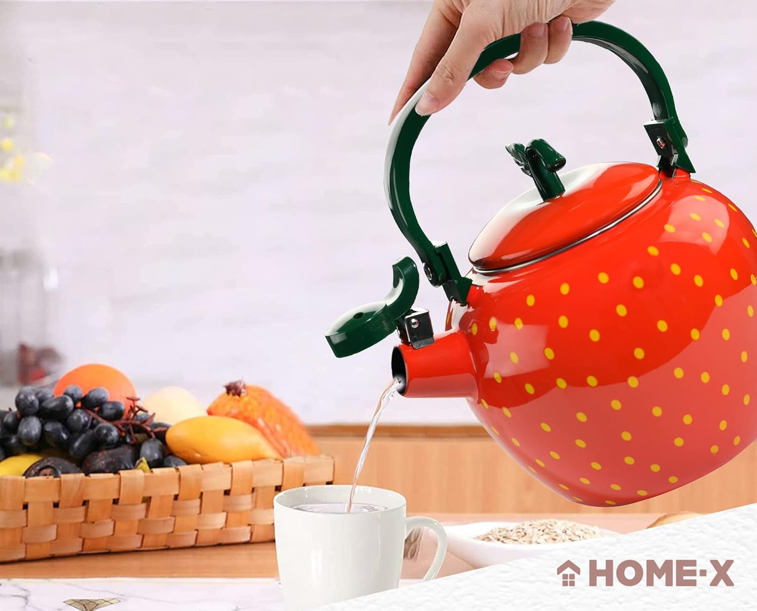 Strawberry Whistling Tea Kettle, Cute Fruit Teapot, Kitchen Accessories &amp; Décor