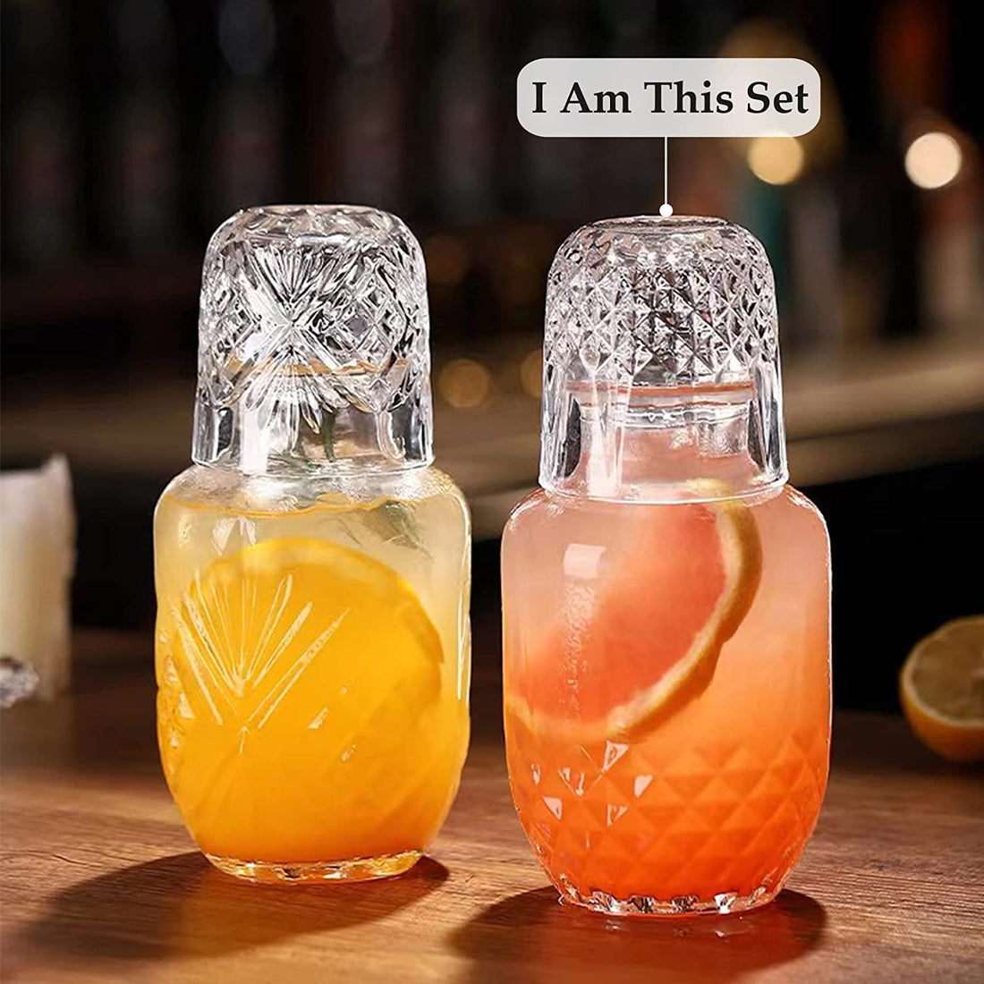 Vintage Bedside Water Carafe Tumbler Pitcher and Glass Set 17 Oz &amp; 5 Cup Night
