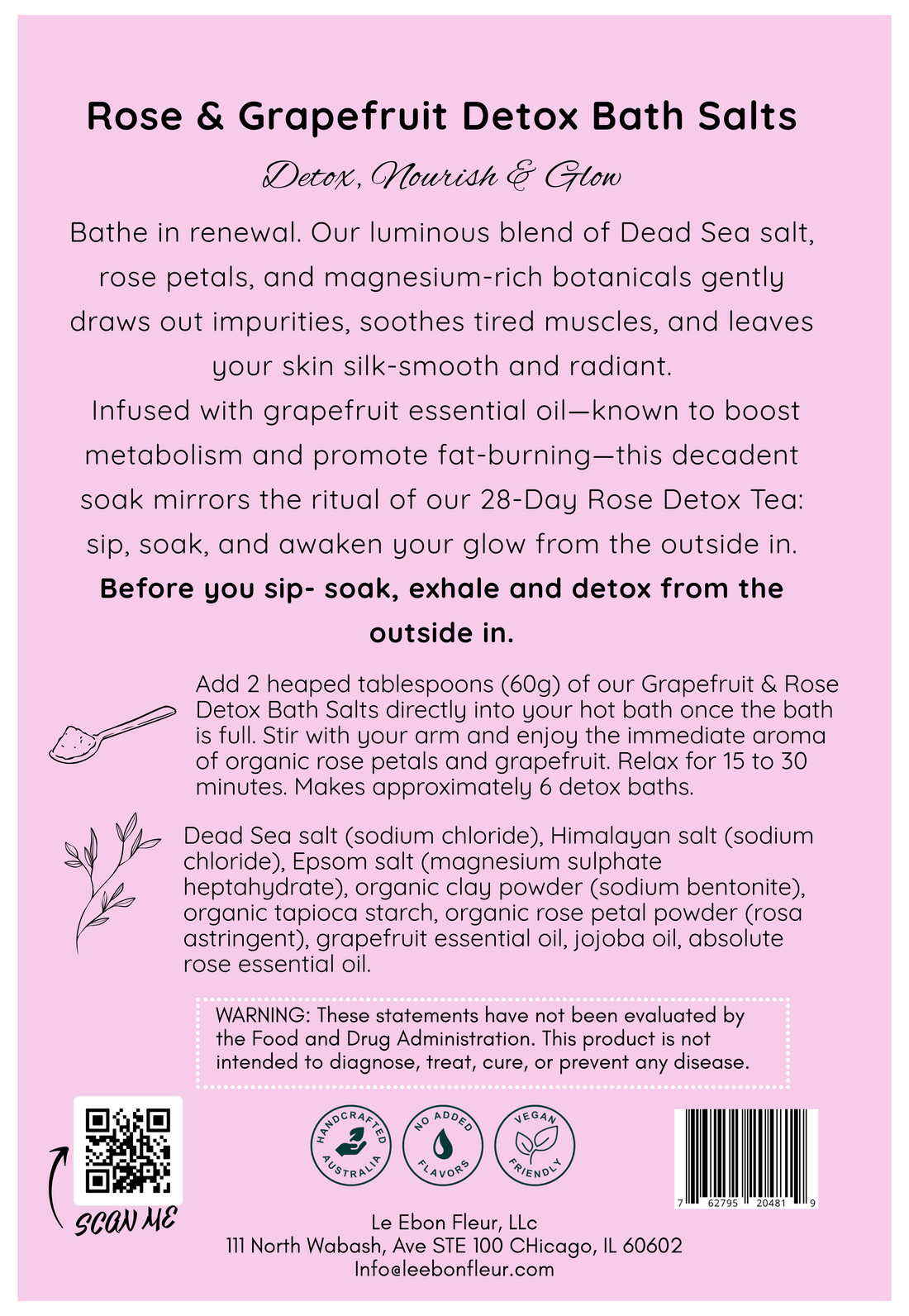 Rose, Grapefruit &amp; Himalayan Bath Salt