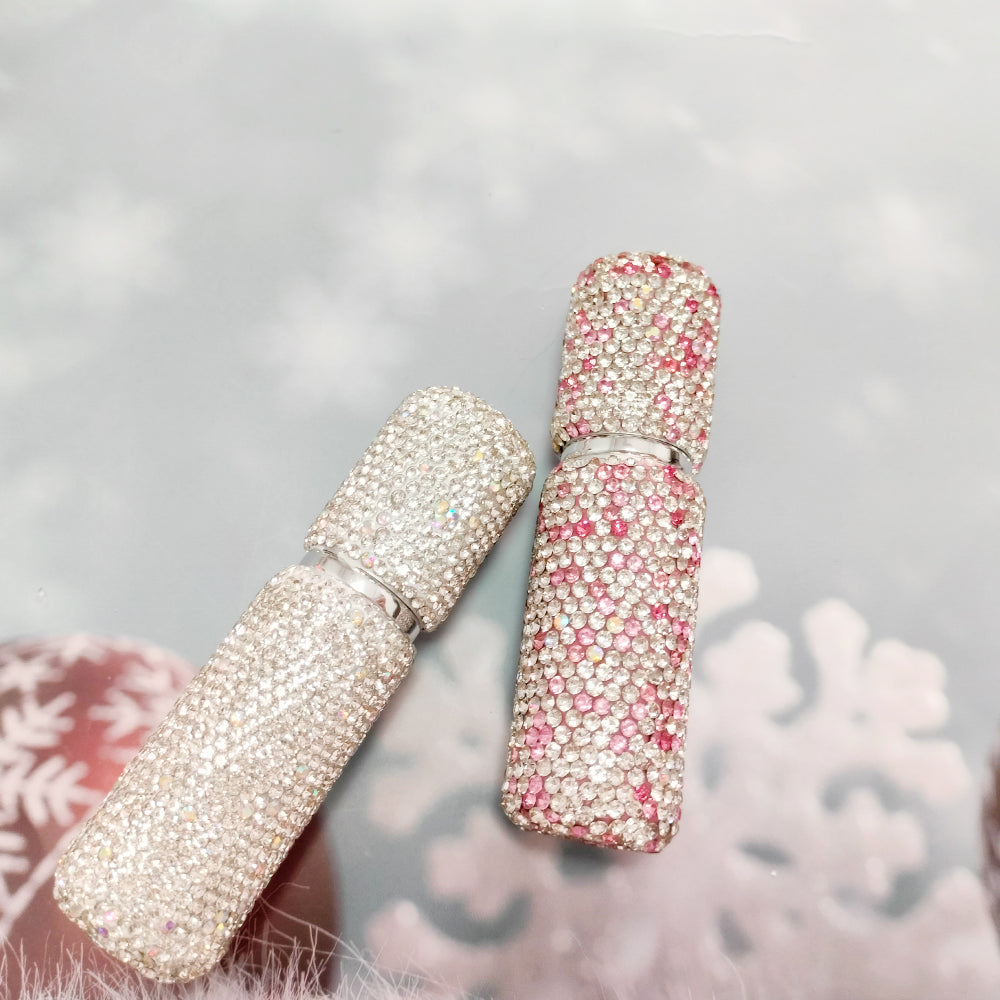 2Pcs 10Ml Shiny Perfume Travel Bottle High End Perfume Sub-Bottling Glass Bottle Filling Travel Portable Mini Perfume Spray Bottle with Drill Perfume Empty Bottle