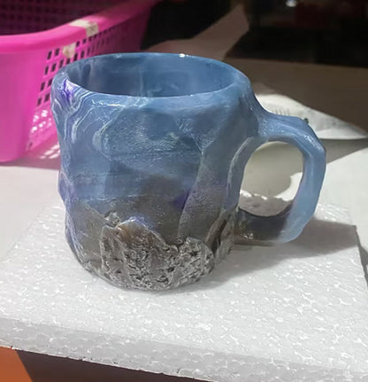 400Ml Resin Mineral Crystal Coffee Mugs with Handles Elegant Fake Mineral Crystal Cup for Workplace Home Decor Christmas Gift Kitchen Gadgets