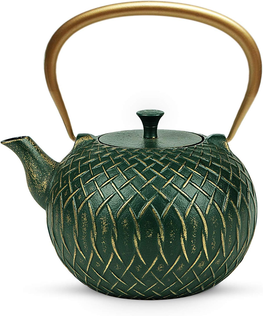 Tea Kettle,  Japanese Cast Iron Tea Kettle for Stove Top, Stovetop Safe Teapot with Infusers for Loose Tea, 34 Ounce (1000 Ml), Dark Green Melody