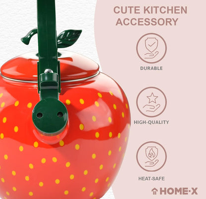 Strawberry Whistling Tea Kettle, Cute Fruit Teapot, Kitchen Accessories &amp; Décor