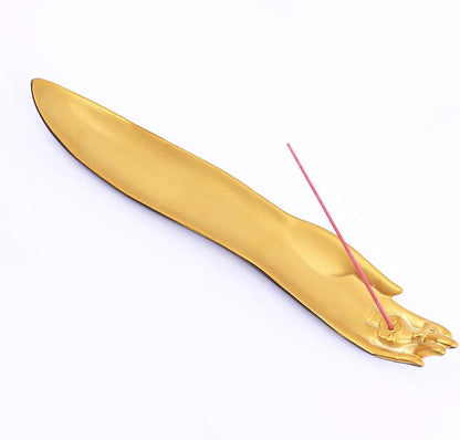 Incense Stick Holder Ceramic Burner Lotus Hand and Leaf Creative Design (Lotus Hand)