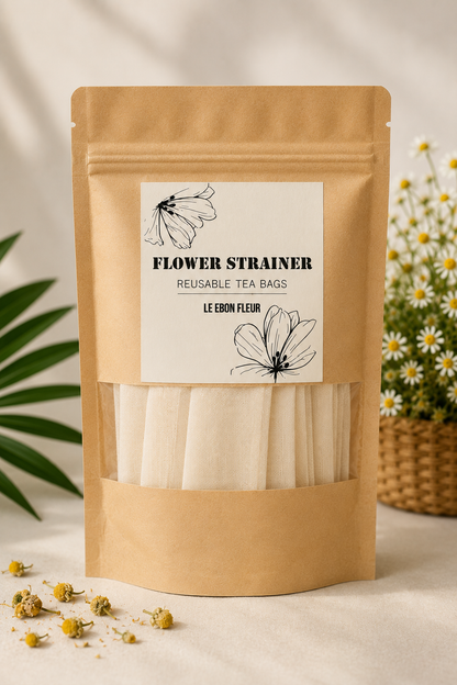Flower Strainer | Reusable Natural Cotton Tea Bags (Pack of 5)